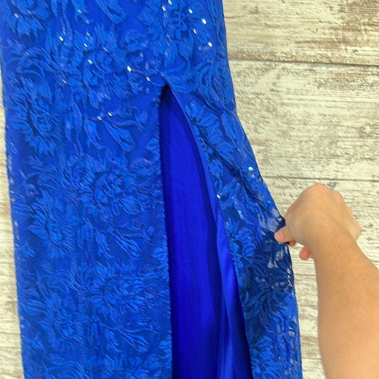 ROYAL BLUE LONG EVENING GOWN