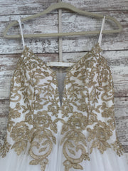 WHITE/GOLD A LINE GOWN