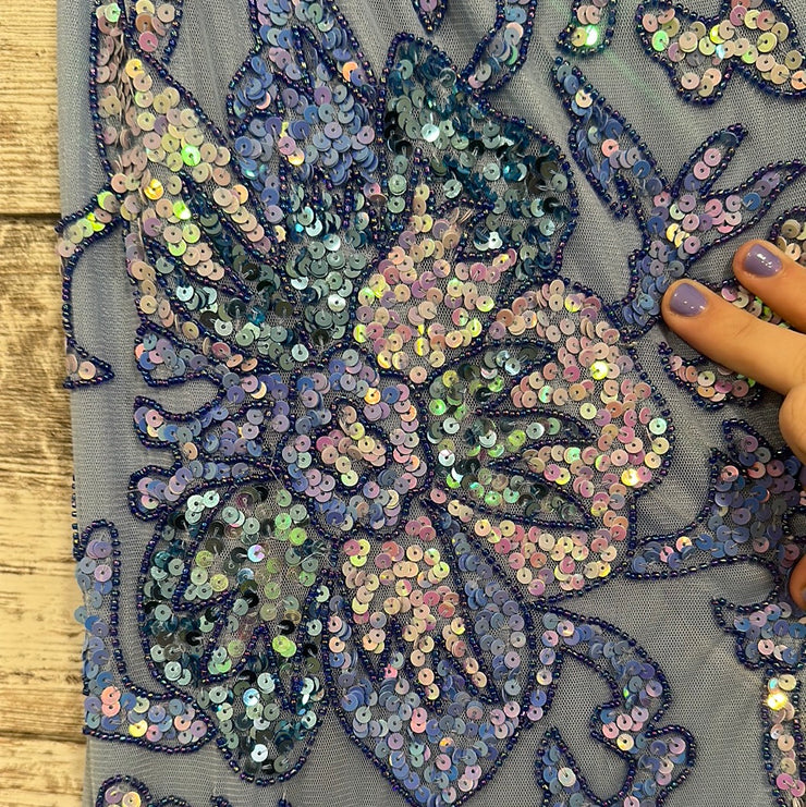 BLUE/PINK SEQUIN LONG DRESS