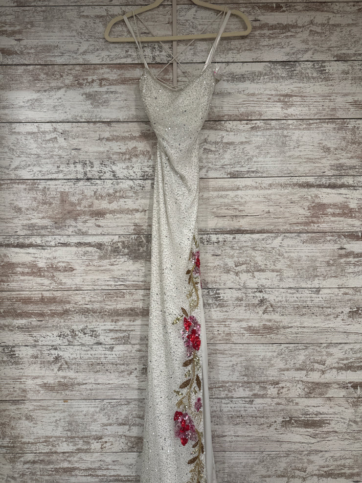 WHITE BEADED LONG DRESS (NEW)