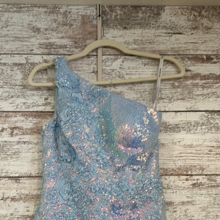 BLUE SPARKLY LONG EVENING GOWN