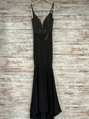 BLACK BEADED SPARKLY LONG DRES