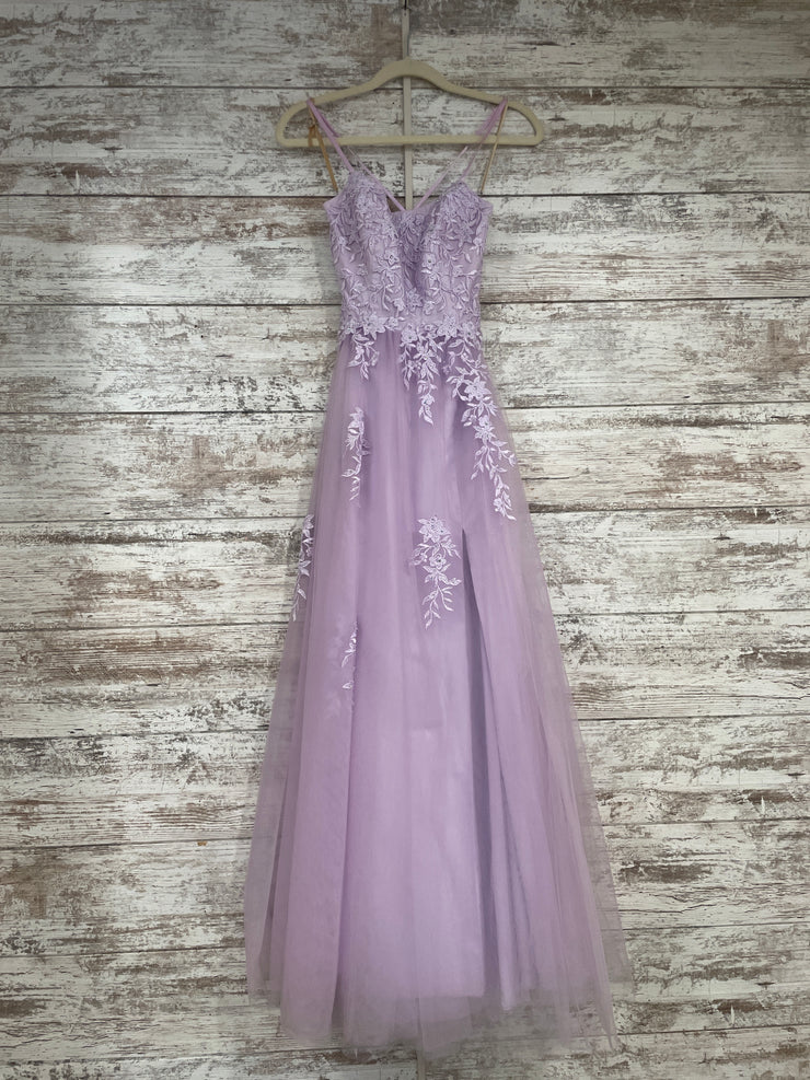 LAVENDER/FLORAL A LINE GOWN