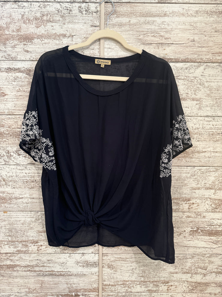 NAVY/WHITE SHEER SHORT SLEEVE