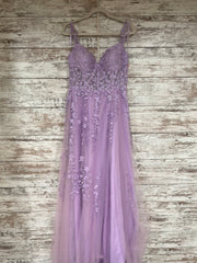 LAVENDER/FLORAL A LINE GOWN