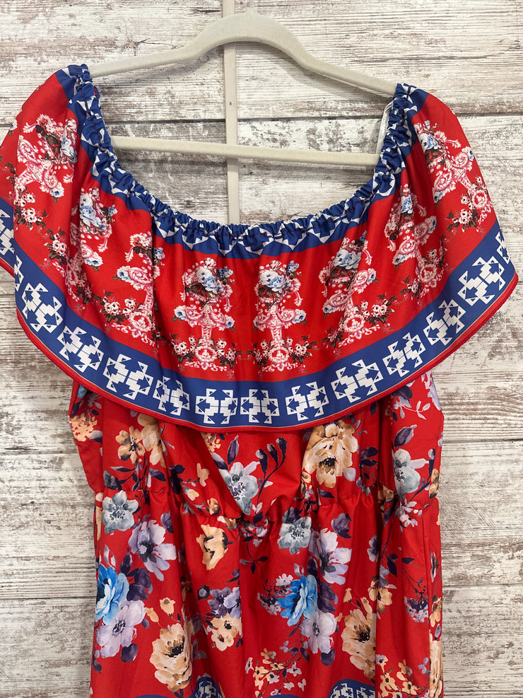 RED/BLUE FLORAL SHORT DRESS