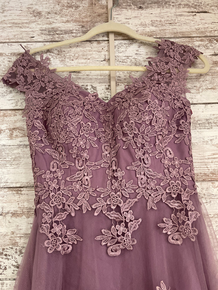 LAVENDER/FLORAL A LINE GOWN
