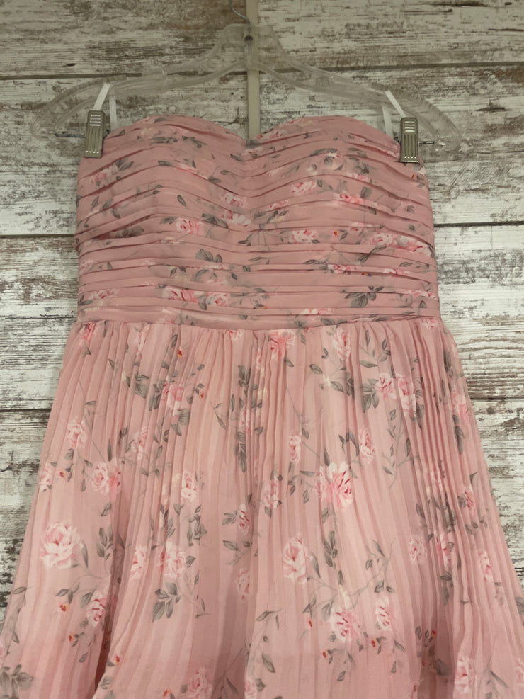 PINK/FLORAL PLEATED A LINE-NEW