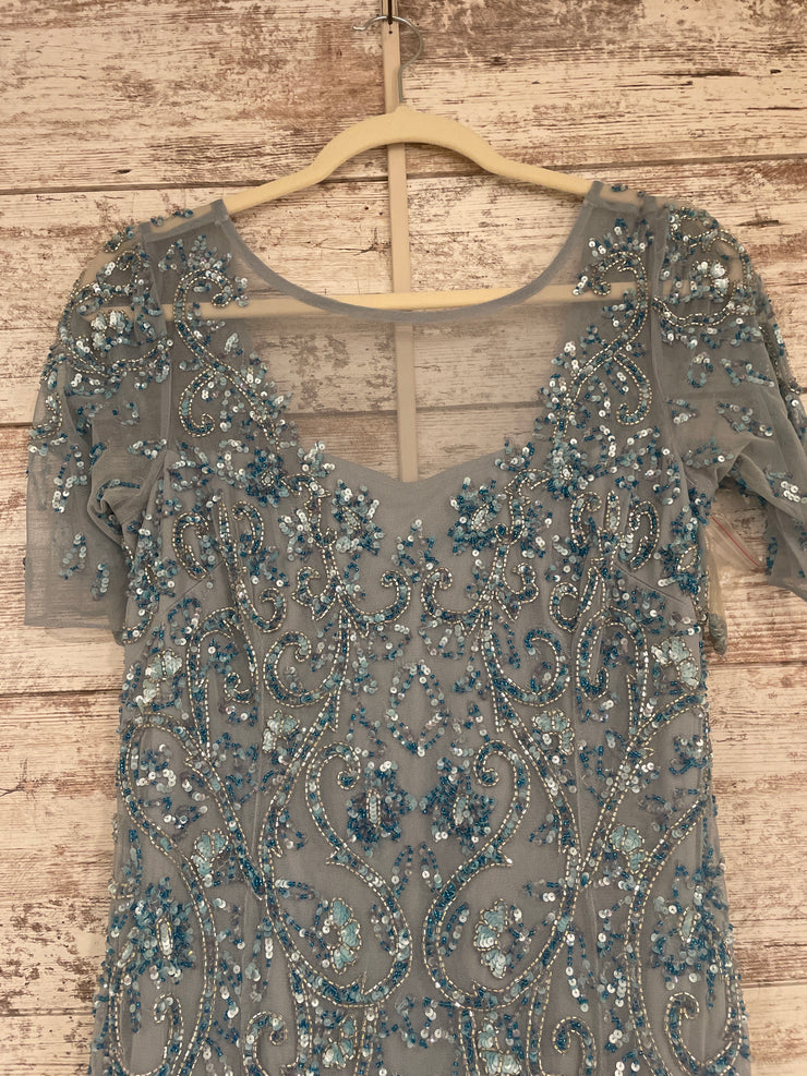 BLUE SPARKLY LONG EVENING GOWN