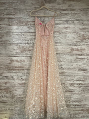 PINK/FLORAL A LINE GOWN