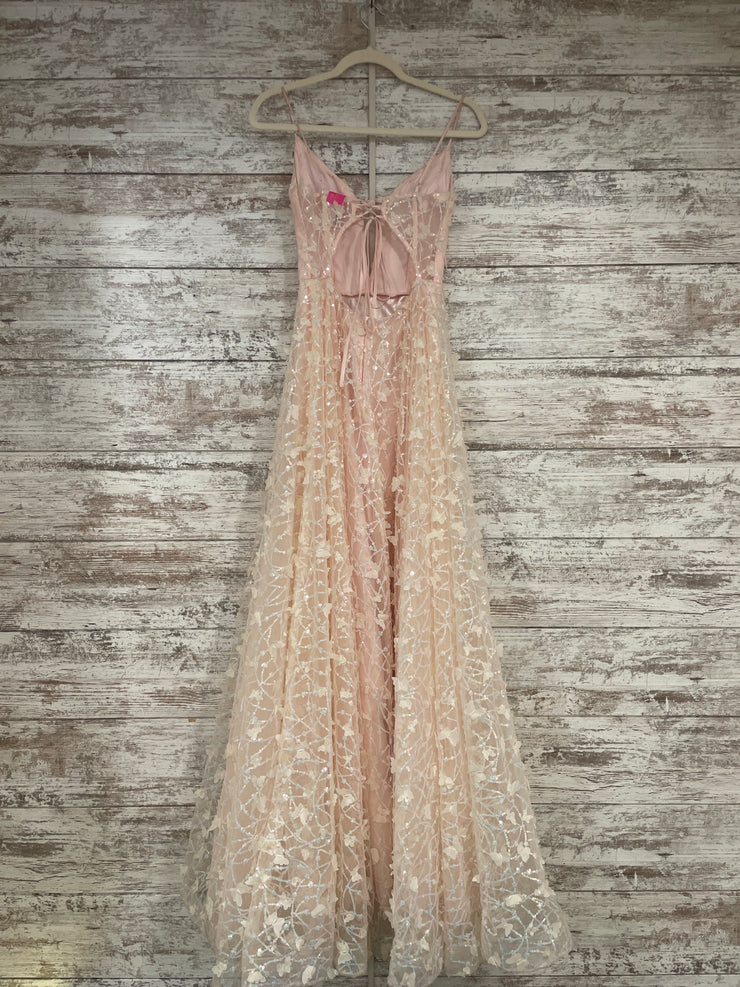 PINK/FLORAL A LINE GOWN