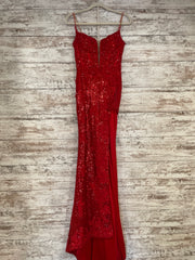 RED/FLORAL SPARKLY LONG DRESS