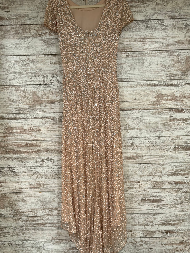 PINK SEQUIN LONG EVENING GOWN