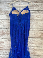 ROYAL BLUE/FLORAL LONG DRESS