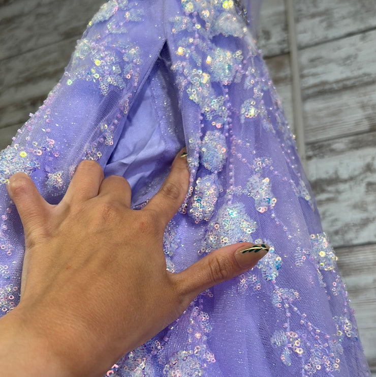 LAVENDER/FLORAL A LINE GOWN