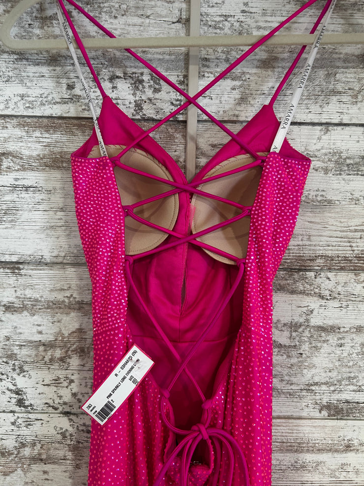 PINK SPARKLY LONG EVENING GOWN