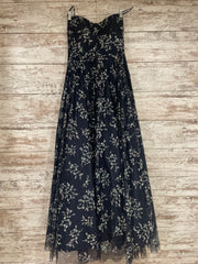 NAVY/GREEN SPARKLY A LINE GOWN