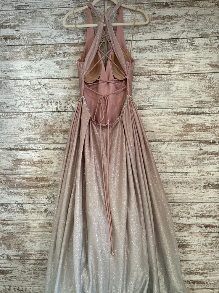 PINK SPARKLY A LINE GOWN