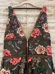BLACK/FLORAL A LINE GOWN $850
