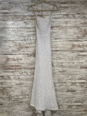 WHITE SEQUIN LONG DRESS