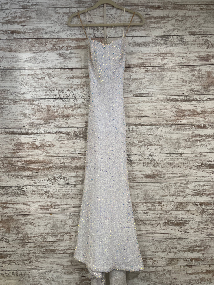 WHITE SEQUIN LONG DRESS