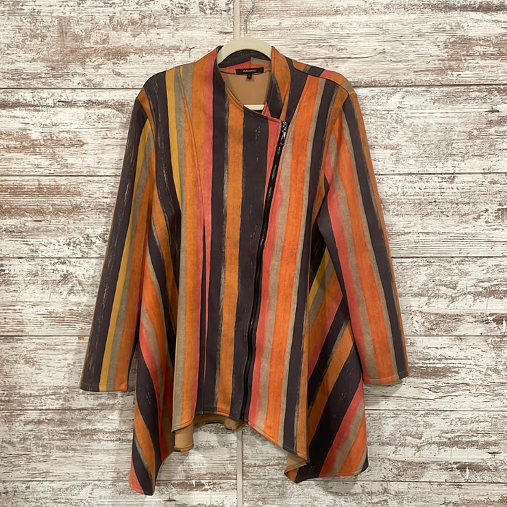 ORANGE/GRAY STRIPED JACKET$128