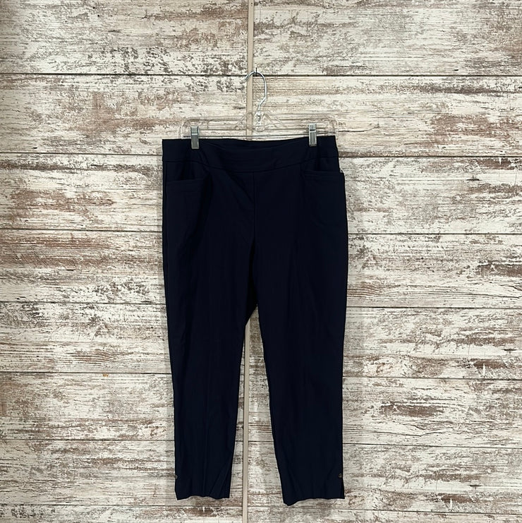 NAVY STRETCH CROP PANTS