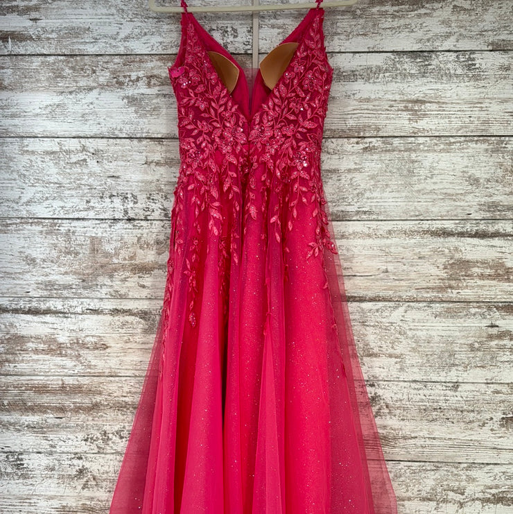 PINK/FLORAL A LINE GOWN