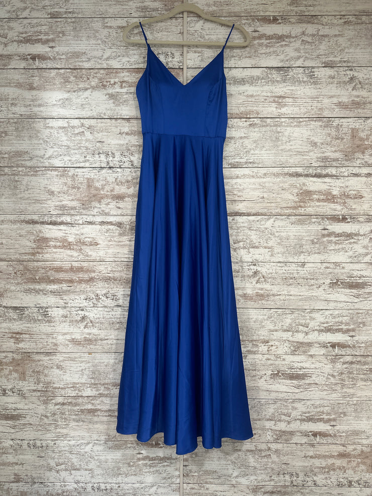 ROYAL BLUE A LINE GOWN