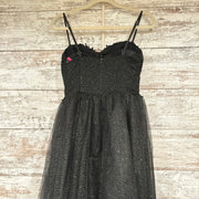 BLACK SPARKLY A LINE GOWN