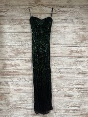 GREEN SEQUIN LONG EVENING GOWN