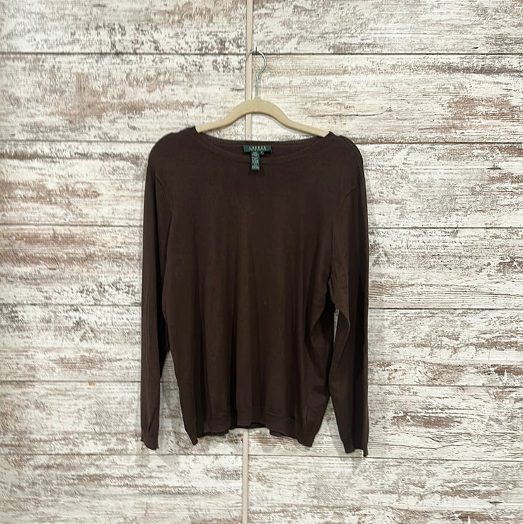 BROWN SILK/COTTON BLEND TOP