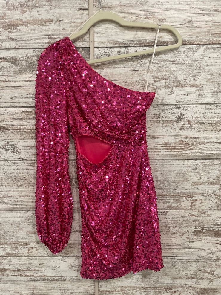 PINK SEQUIN SHORT DRESS