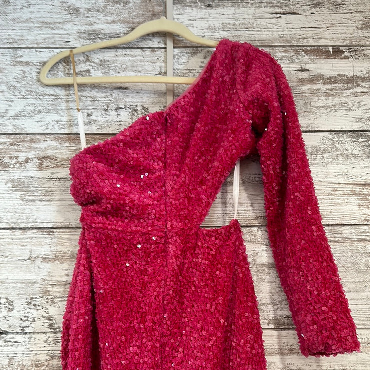 PINK ONE SHOULDER SEQUIN DRESS