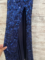 NAVY SEQUIN LONG EVENING GOWN