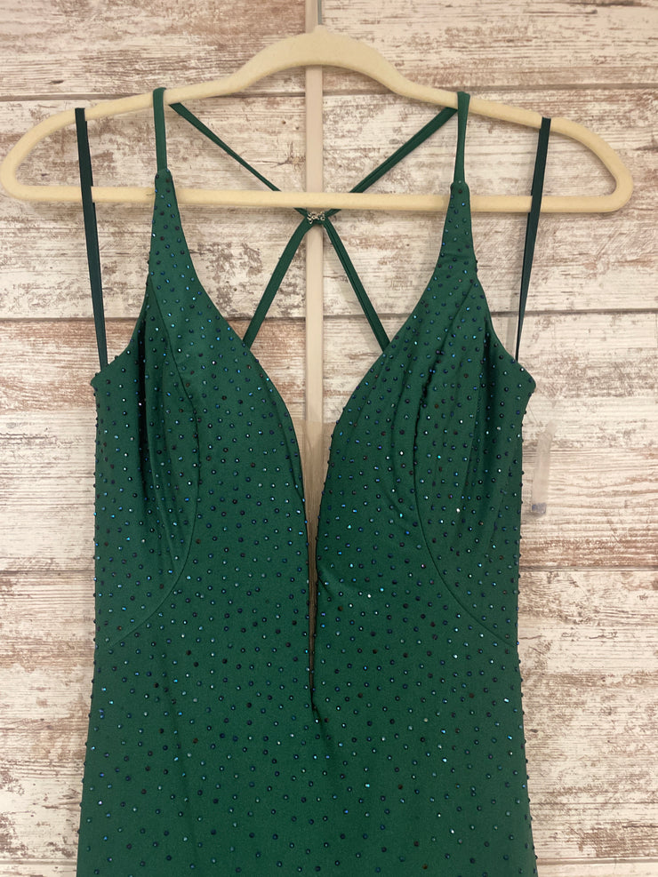 GREEN HOT STONE LONG DRESS-NEW