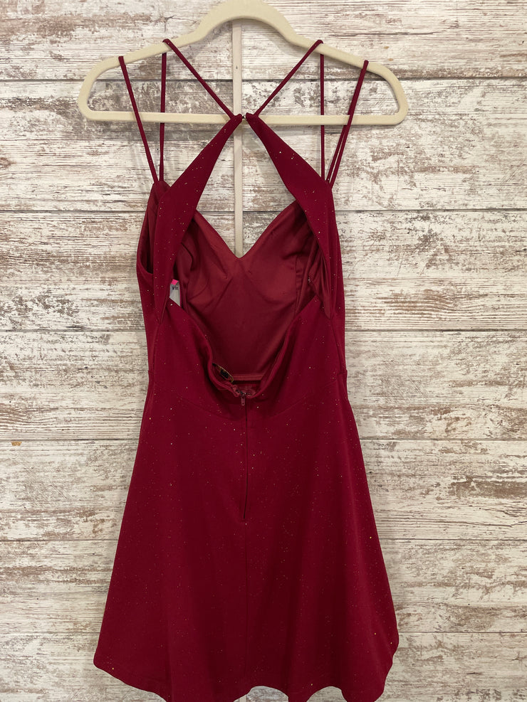 BURGUNDY SPARKLY SHORT DRESS