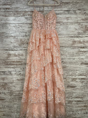 PINK/FLORAL RUFFLED A LINE GOW