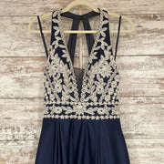 NAVY/WHITE A LINE GOWN
