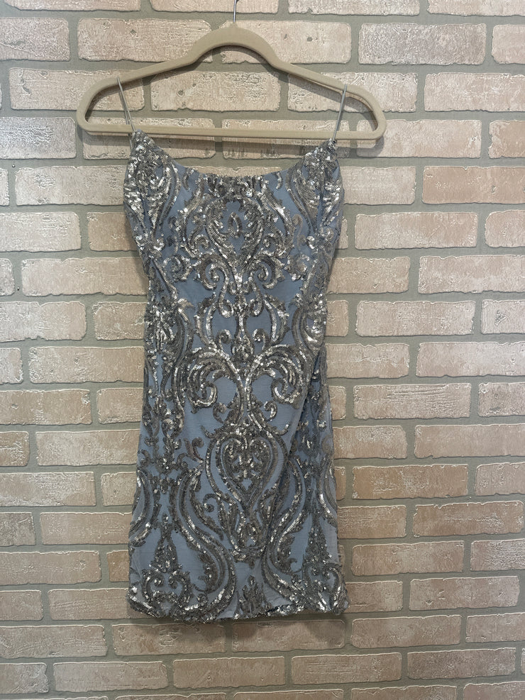 BLUE SPARKLY SHORT DRESS