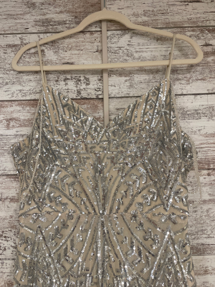 SILVER/TAN SPARKLY LONG DRESS