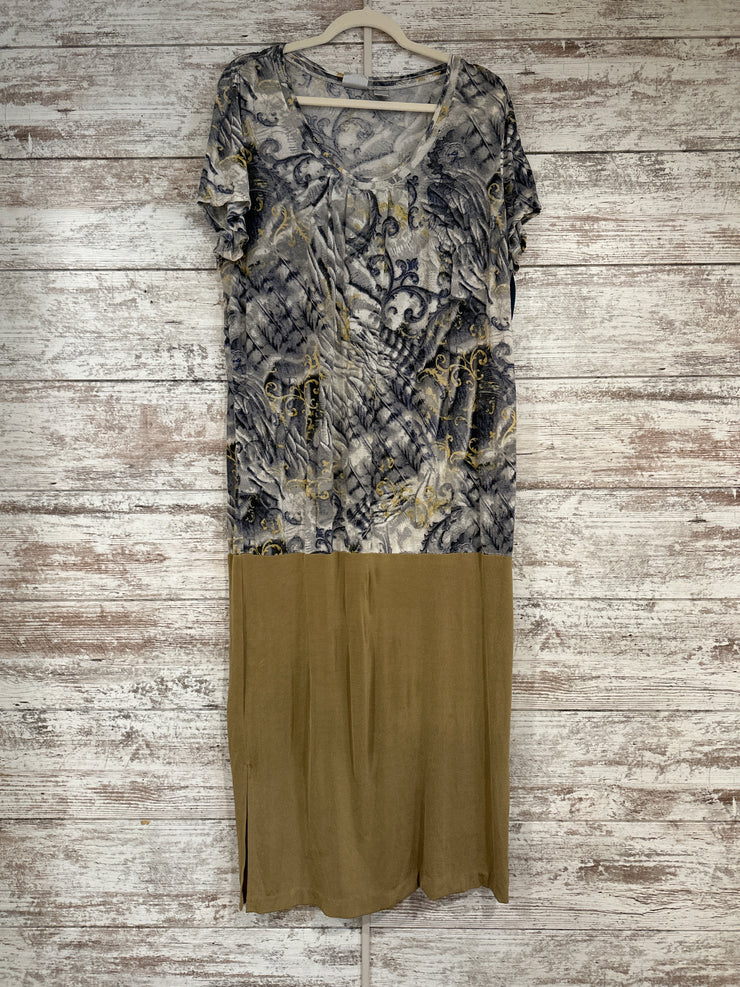 GOLD/BLUE MAXI DRESS $129