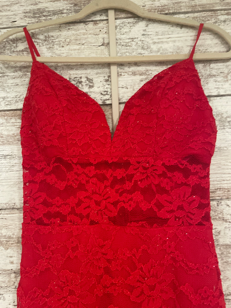 RED SPARKLY LONG EVENING GOWN