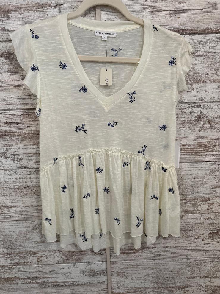 IVORY/FLORAL TOP (NEW) $40