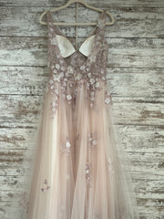 BLUSH/FLORAL A LINE GOWN