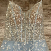 BLUE SPARKLY A LINE GOWN