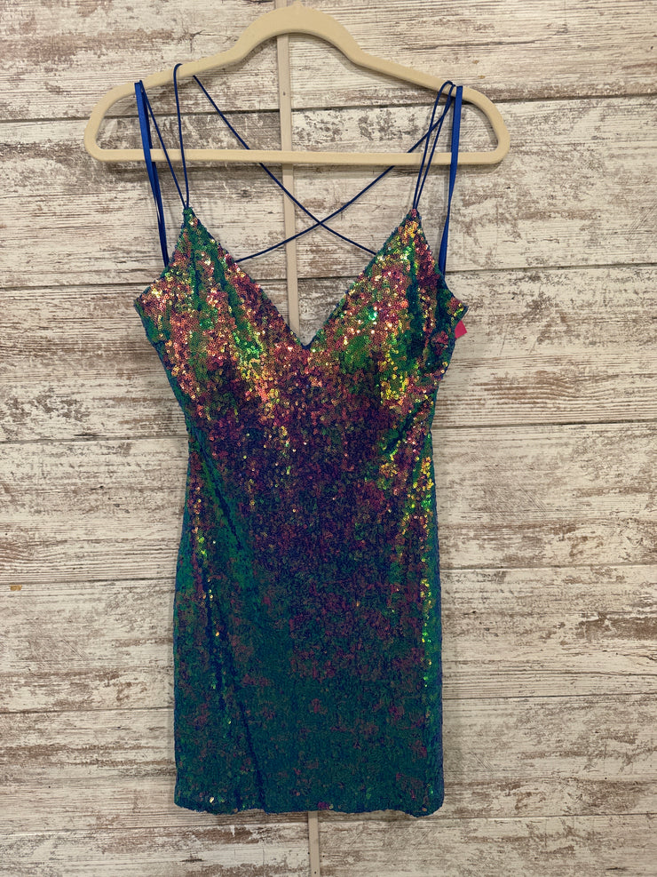 BLUE/COLORFUL SHORT DRESS -NEW