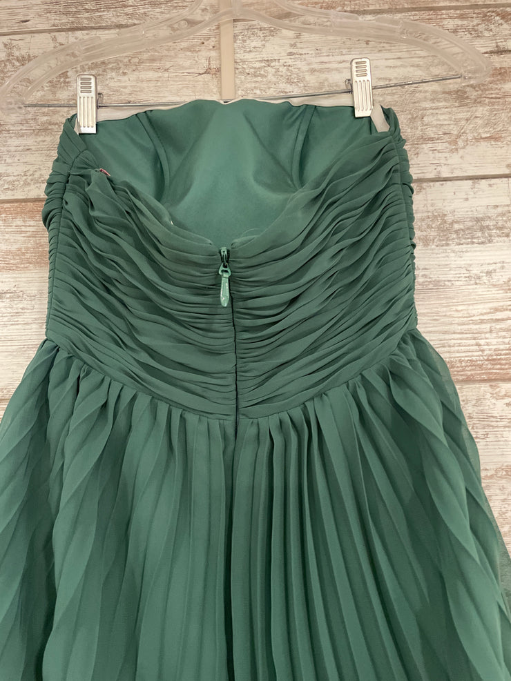 GREEN TIERED A LINE GOWN
