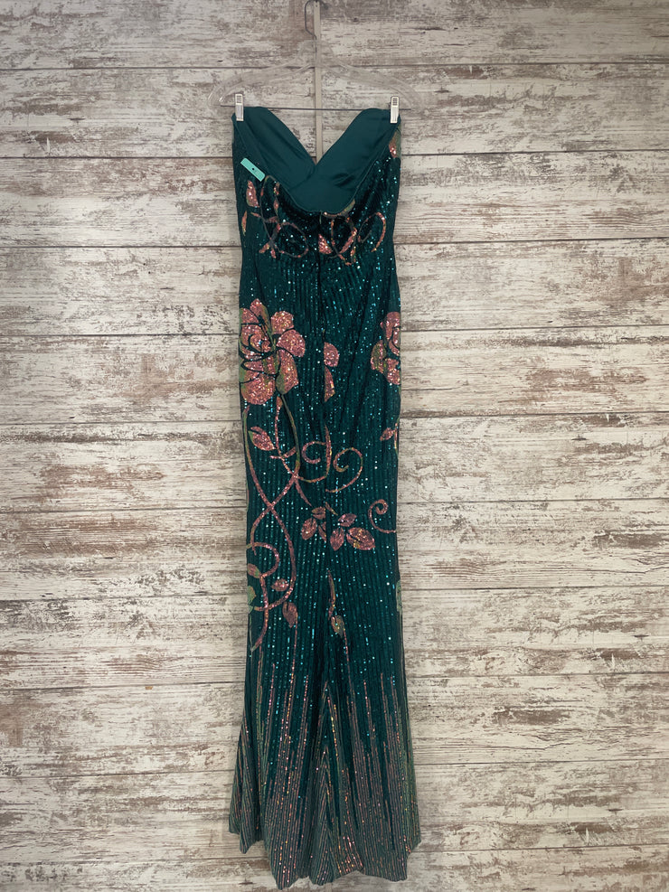GREEN/FLORAL SPARKLY DRESS-NEW