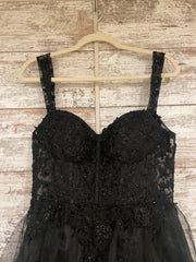 BLACK TIERED SPARKLY A LINE